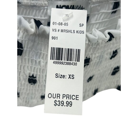 NOVAKids Polka Dot Off-Shoulder Toddler Top Size 2 White Black Smocked Birthday - Picture 3 of 11